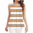 thumbnail image 5 of Fengqque Womens Tank Tops Summer Casual Sleeveless Tops Loose Striped Crewneck Pleated Shirt Basic Tees Orange M(M), 5 of 5