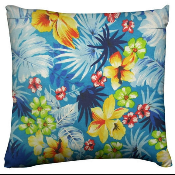 Cotton Hawaiian Print Floral Decorative Throw Pillow/Sham Cushion Cover Aqua