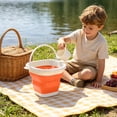 thumbnail image 6 of Collapsible Silicone Bucket,1.3 Gallon Portable Outdoor Travel Bucket,Bathroom Cleaning Supplies Square Bucket for Cleaning,Orange, 6 of 7