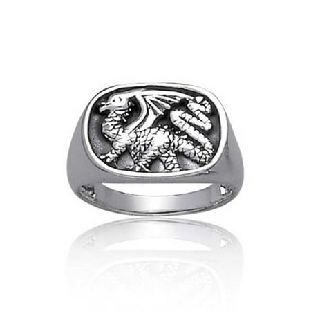 Oxidized Dragon Ring - Rectangle Mens Asian Style Gothic Royal Dragon Signet Ring For Men Oxidized 925 Sterling Silver
