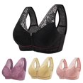 thumbnail image 1 of Sujetador harmtty para mujeres mayores, con encaje, tirantes anchos, cremallera frontal, sin aros, tallas grandes, para uso diario, color albaricoque, XL, 1 of 7