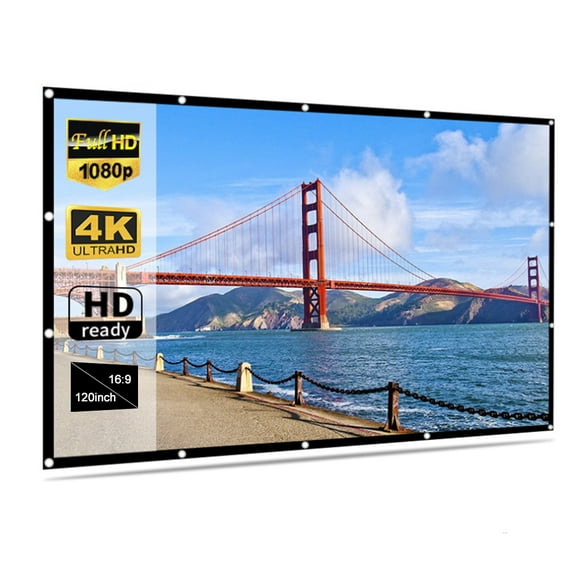 Amdohai Foldable No Crease Soft Projector Screen Holes Hanging Portable Home Movie Meeting Screen (120inch 16:9)