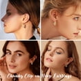 thumbnail image 4 of Bavsenic Gold Clip on Earrings 14K Gold Plated Chunky Hoop Clip Hoop Earrings for Women Non-Pierced, 4 of 13