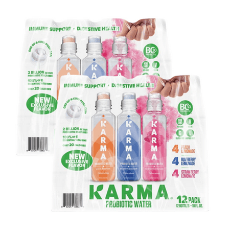 Karma Lemonade Probiotic Water Variety Pack, 18 Fluid Ounce *Pack of 24*