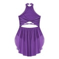 thumbnail image 2 of TSSOE Kids Girls Figure Skating Dress Cutout Strappy Back Rhinestones Skirted Leotard Ballet Lyrical Purple 6, 2 of 7