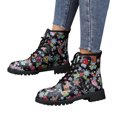 thumbnail image 3 of VBARHMQRT Bottes de Randonnée pour Femmes Dames Mode Rétro Imprimé de Noël Cuir à Lacets Talon Épais Bottines, 3 of 9