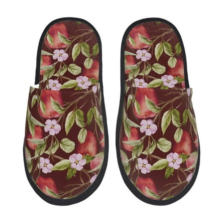 Balery Leaf And Fruit Slient Indoor Furry Fleece Comfort House Shoes Soft Non-Slip Home Shoes Cotton slippers House Slippers-- Medium