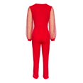 thumbnail image 5 of LEKDFST Elegant Sequin Jumpsuits for Women Dressy Formal Evening Party Wedding Guest Mesh Shiny V Neck Long Sleeve Rompers for Women Red XXL, 5 of 9