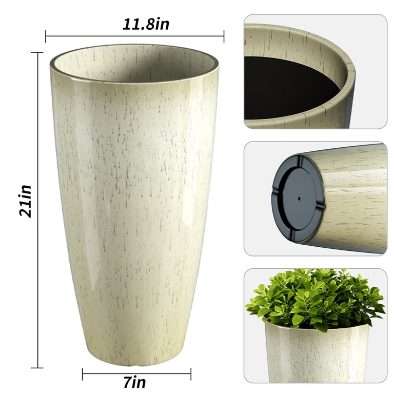 SXUEG 21 Inch Tall Planter, 2-Pack Beige photo 2