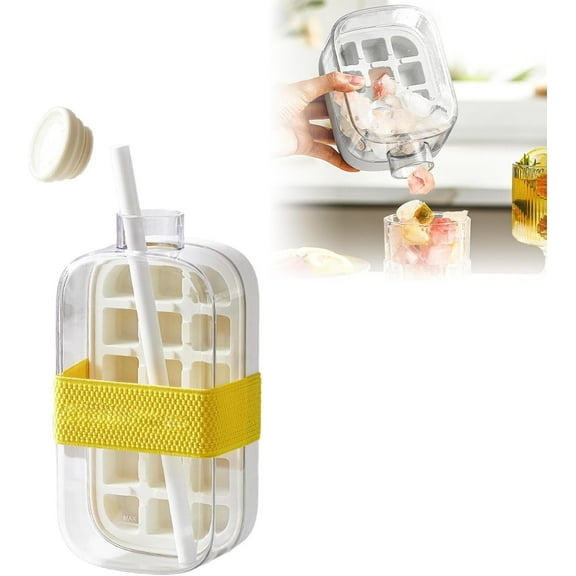 Ice Cube Bottle, Ice and Water Cup In One, Touch-Free Ice Cube Tray, Ice Maker, Silicone Water Bottle Ice Cube Tray Press Easy Ice Release For Freezer,Juice,Beverage