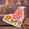 thumbnail image 6 of Groovy Pink Flower Autumn, Festive autumn celebration Scene, Warm Flannel Blanket for Living Room and Family Room with Detailed Artwork, Art Lovers autumn celebration Gift, Festive Home Decor, 6 of 9