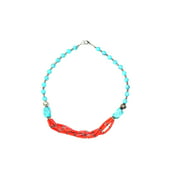Mogul Boho Jewelry turquoise coral Beads Pendent Necklace - Handmade Stone Jewelry