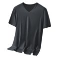 thumbnail image 3 of Mens Casual Loose V Neck T Shirts Solid Color Loose Fit Casual Basic Tees Summer Soft Tops Gray 1 4Xl by Awwp, 3 of 6