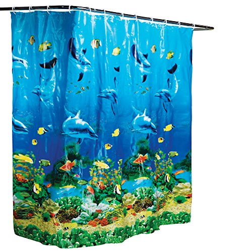 Details about   Dolphin Shower Curtain Marine Organism are Dancing Decor for Bathroom Curtains 
