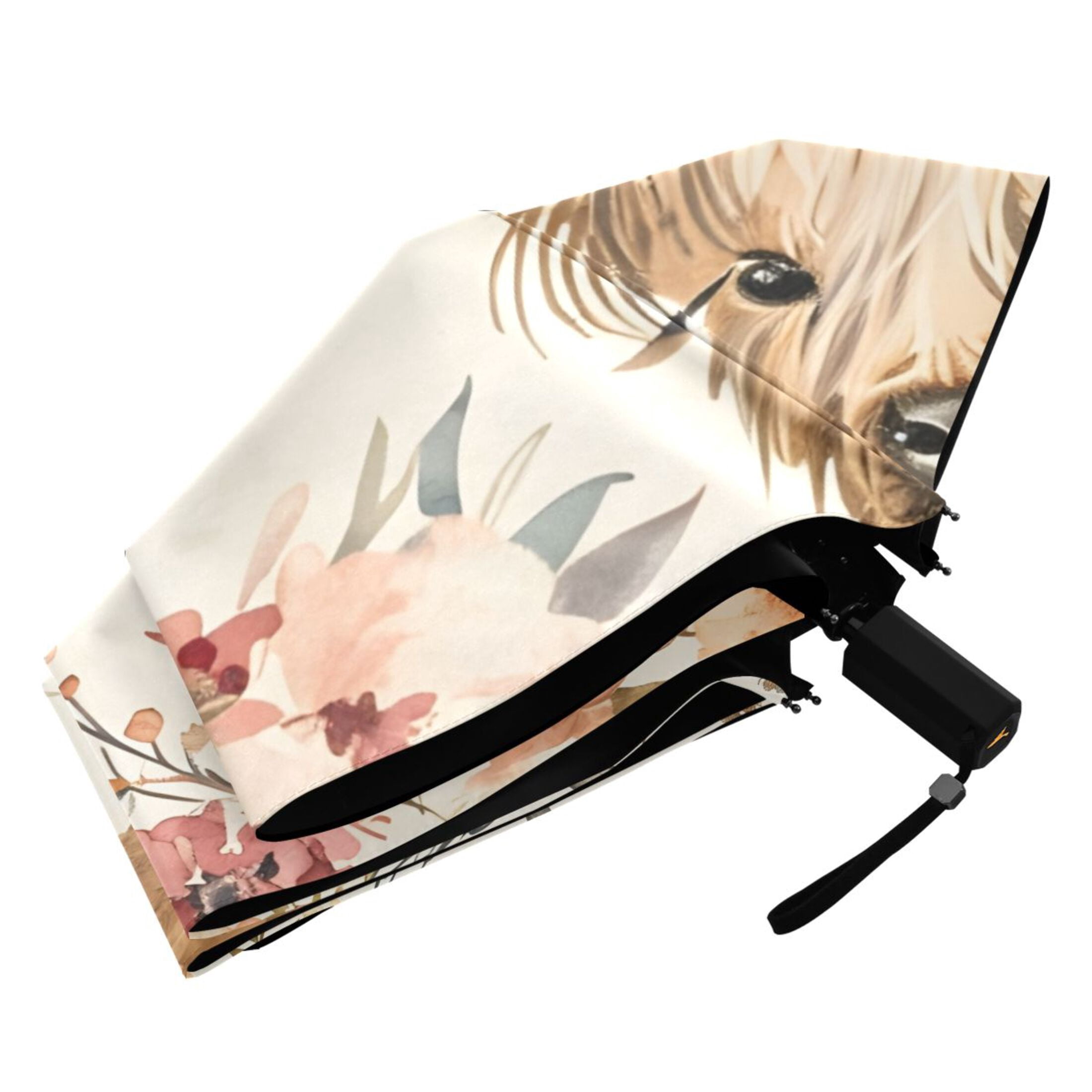 ALAZA Cute Highland Cows UPF 50+ Compact Folding Umbrella for Rain Travel Umbrella Packable