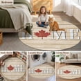thumbnail image 5 of Canada Maple Home Round Area Rug 7Ft Washable Circle Rugs for Dorm Laundry Room, Red Leaf Vintage Farmhouse Grey Wooden Non-Slip Carpet Floor Mats Indoor Outdoor Carpet Runner Aesthetic Home Decor, 5 of 8
