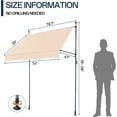 thumbnail image 3 of Wubio Manual Retractable Awnings for Patio, 78"x118" Patio Awning Window Awning Exterior Adjustable Door Canopy with UV Protection for Backyard, Garden, Balcony (Beige, 47" roll Out), 3 of 7