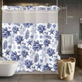 thumbnail image 5 of No Hook Shower Curtains with Snap-in Liner Set, Navy Blue Coastal Waterproof Hotel Style Bathroom Shower Curtain, Coral Starfish Seaside Summer Beach Breathable Mesh Top Bath Curtains 66''x72'', 5 of 9