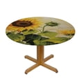thumbnail image 3 of JEUXUS  Sunflower Tablecloth,Orange Floral Table Cloth for Round Tables,Waterproof Resistant Durable Flower Table Cover for Kitchen Dining Room, 3 of 7