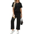 thumbnail image 6 of Fantaslook 2 Piece Sets for Women Casual Summer Travel Vacation Outfits Short Sleeve Tops Wide Leg Pants Lounge Sets, 6 of 10
