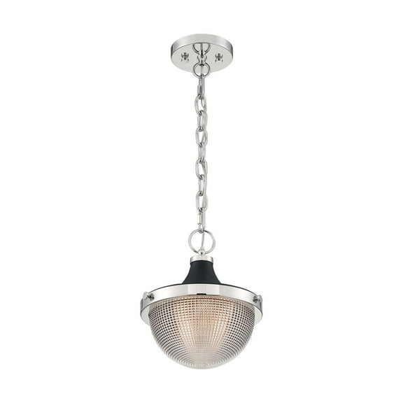 60/7069-Nuvo Lighting-Faro-1 Light Small Pendant in Transitional Style-10 Inches Wide by 11.38 Inches High-Polished Nickel/Black Finish