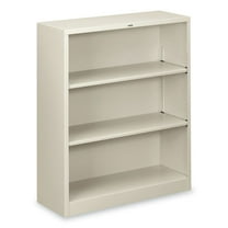 HON® Metal Bookcase, Three-Shelf, 34.5w x 12.63d x 41h, Light Gray HS42ABC.Q
