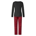 thumbnail image 5 of KelaJuan Family Matching Christmas Pajamas, Cartoon Deer Print Long-Sleeved Tops + Plaid Pattern Trousers Sleepwear Outfits, 5 of 7