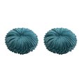 thumbnail image 4 of Coussin Rond en Velours Sarcelle - Ensemble de 2, 4 of 4