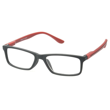 MLC Eyewear Avon Rectangle Reading Glasses +1.00 in Black-red