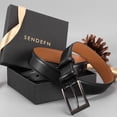 thumbnail image 5 of SENDEFN Men's Leather Belt with Metal Buckle,Classic Work Business Dress Belt in Gift Box, 5 of 6