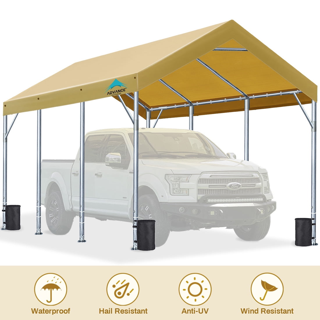 Advance Outdoor Upgraded 10 X20 Steel Carport With Adjustable Height From 9 5 To 11 Ft Heavy Duty Car Canopy Garage Party Tent Boat Shelter Portable With 8 Reinforced Poles And 4 Sandbags Beige Walmart Com Advance Outdoor Upgraded 10 X20 Steel Carport With Adjustable Height From 9 5 To 11 Ft Heavy Duty Car Canopy Garage Party Tent Boat Shelter Portable With 8 Reinforced Poles And 4 Sandbags Beige Walmart Com