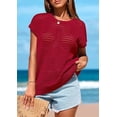 thumbnail image 6 of PRETTYGARDEN Womens Spring Tops Summer Shirts Crochet Cap Sleeve Sweater Pullover Cute Crew Neck Beach Cover Ups, 6 of 8