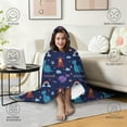 thumbnail image 4 of Wearable Blanket,Dark Blue Dinosaur Volcano Pattern Hooded Wearable Flannel Blanket for Adults & Teens,Winter Poncho Shawl Wrap Cape Cozy Anti-Pill,60"x80", 4 of 5