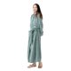 thumbnail image 2 of Puntoco Pijamas para mujer, bata de baño brillante de color liso para mujer, conjunto de pijama de cárdigan de satén largo y primaveral para mujer, 2 of 3