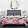 thumbnail image 3 of DESIGN ART Designart "Watercolor Eccentricity Pink And Blue I" Blue Modern Bed Cover Set With 2 Shams King, 3 of 5