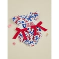 thumbnail image 3 of Okbabeha Newborn Baby Girls 4th of July Outfits Fourth of July Bubble Romper Fly Sleeve USA Flag Embroidery Bodysuits Summer Independence Day Clothes, 3 of 7