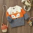 thumbnail image 2 of lnmuld Cute Sweaters Baby Girl Boy Cartoon Patchwork Color Block Knit Sweater Warm Sweatshirt Long Sleeve Shirt Tops Knitted Fall Winter Clothes Size:6-9 Months, 2 of 9
