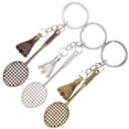 thumbnail image 1 of IFANLANDOR 3Pcs Silver Gunmetal Rose Gold Badminton Racket Keychain Accessories for Cars Cellphones, 1 of 8