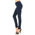 thumbnail image 3 of Auliné Collection Womens Solid Slim Fit Color Skinny Stretchy Ponte Pants Navy L, 3 of 4
