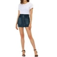thumbnail image 2 of INSPIRE CHIC Women's Denim Skirts Zip Front Slim Fit High Waist Mini Jean Skirt S Blues, 2 of 5