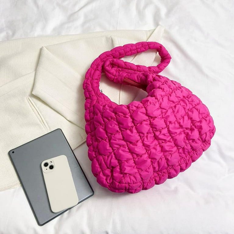 Puffer shoulder bag Nylon padded woven handbag designer