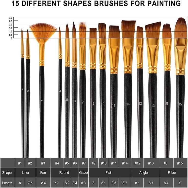 17 Piece Artist Long Handle Synthetic Paint Brush Set Multi