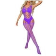 thumbnail image 4 of Women Fishnet Bodystocking Crotchless Bodysuit Exotic Lingerie One Piece Lace Bodysuit Soft Nightwear, 4 of 5