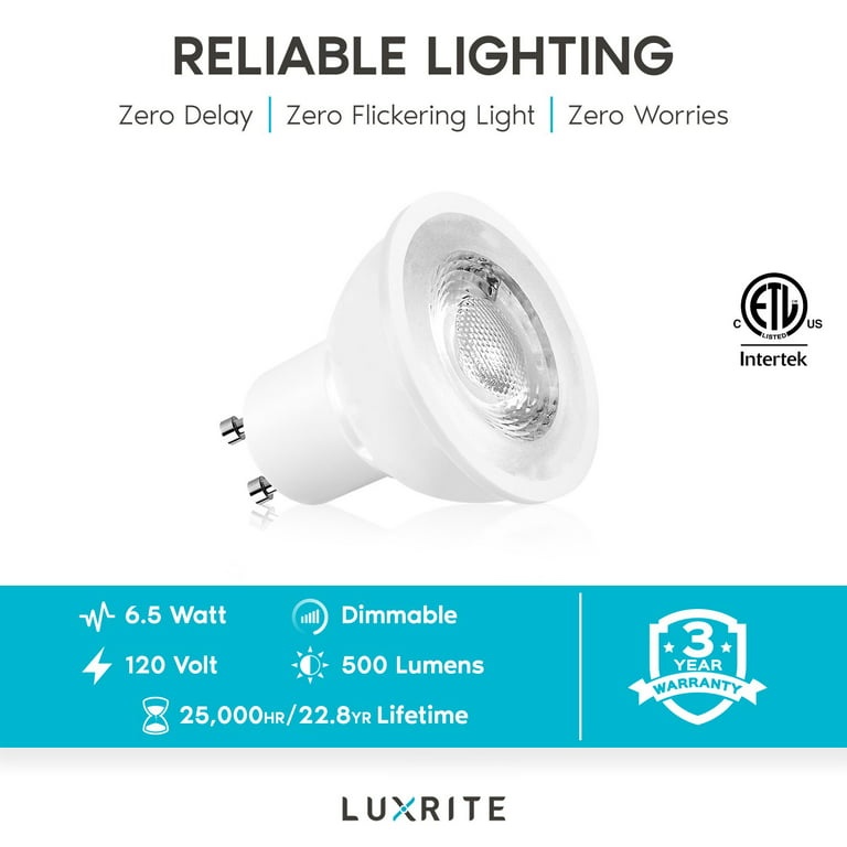 menu hage Sind Luxrite MR16 GU10 Dimmable LED Light Bulbs, 50W Halogen Equivalent, 2700K  Warm White, 500 Lumens, 16-Pack - Walmart.com