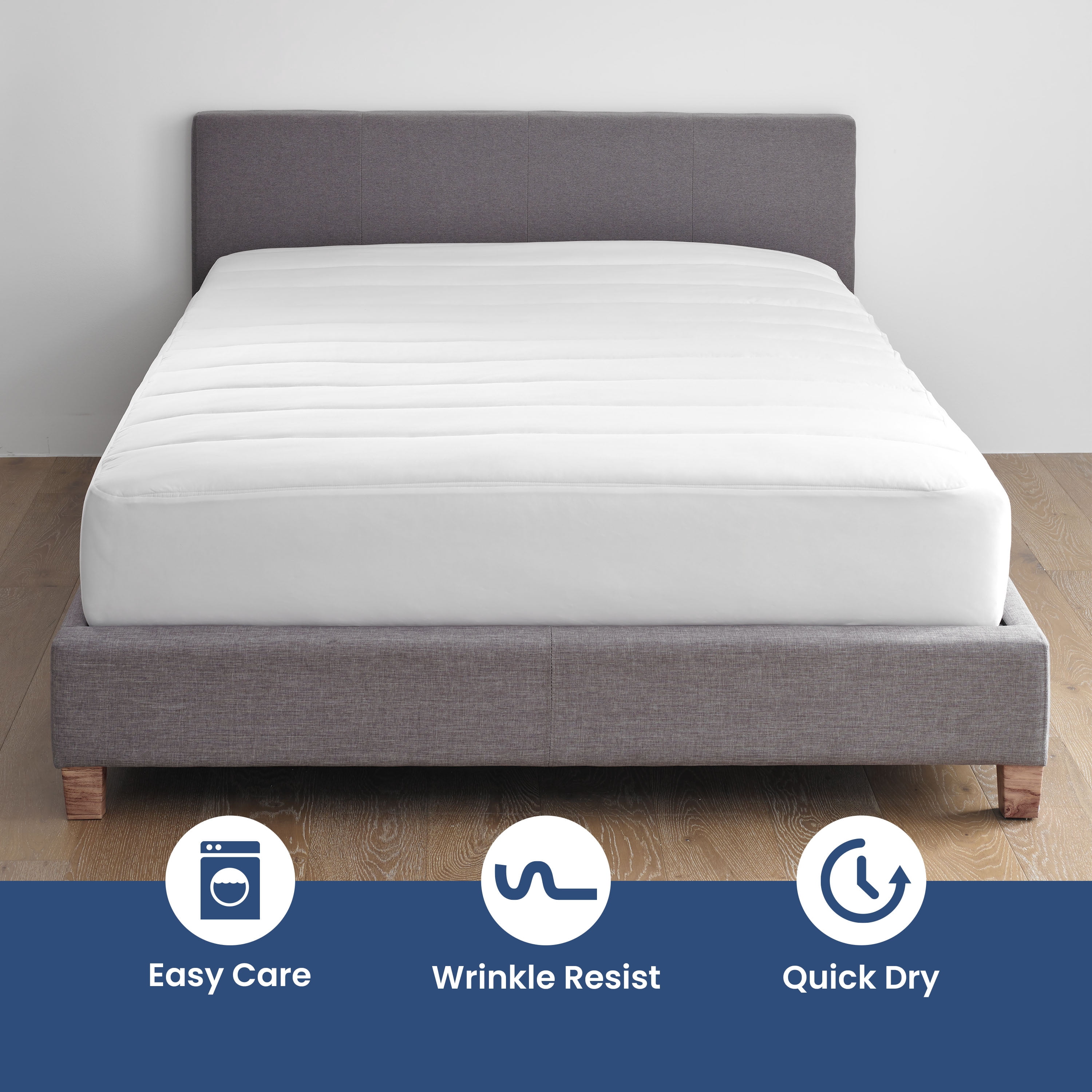 Martex Quilted Mattress Pad, Soft Breathable Polyester-Cotton Blend Fabric, Premium Polyester Fill Mattress Topper Pad, Deep Pocket Elastic Fit up to 18”, All-Season Comfort, Machine Washable, Queen