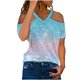 thumbnail image 1 of Tops con estampado de hombros descubiertos de manga corta con cuello en V para mujer Pompotops hkajfhjk466902, 1 of 4