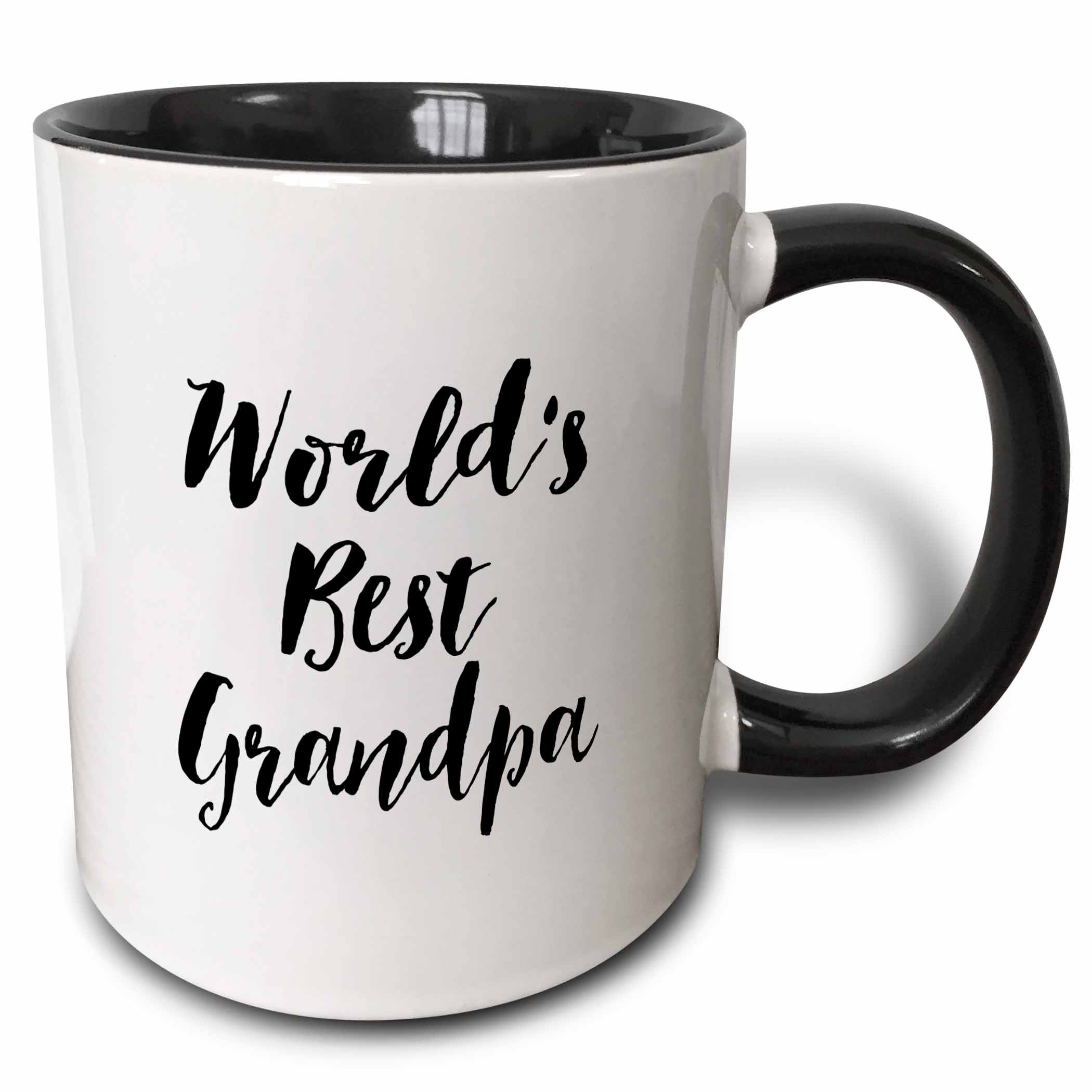 3dRose Phrase Worlds Best Grandpa Two Tone Black Mug, 15ounce