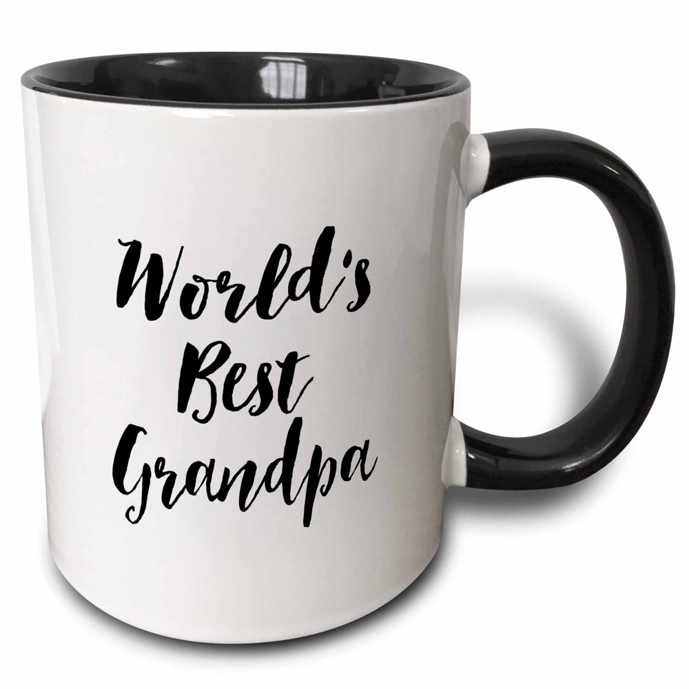 3dRose Phrase Worlds Best Grandpa Two Tone Black Mug, 15ounce