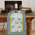 thumbnail image 2 of Blue Table Runner Lemon Table Runner Farmhouse Boho Morocco Dining Table Decor for Parties Holiday Kitchen Decor 13x72 Inch, 2 of 6