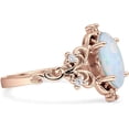 thumbnail image 5 of Art Deco Marquise Filigree Engagement Ring White Opal Rose Tone 925 Sterling Silver, Size 8, 5 of 7